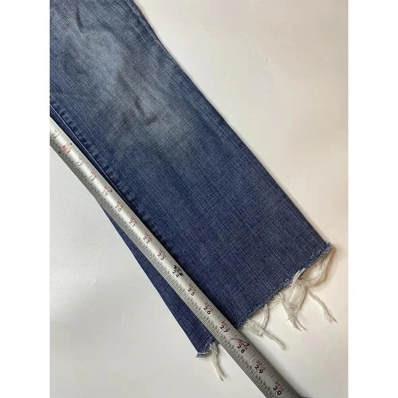 7 For All Mankind Straight Leg Jeans Raw Hem Women’s Size 31 Medium Wash - Picture 6 of 8